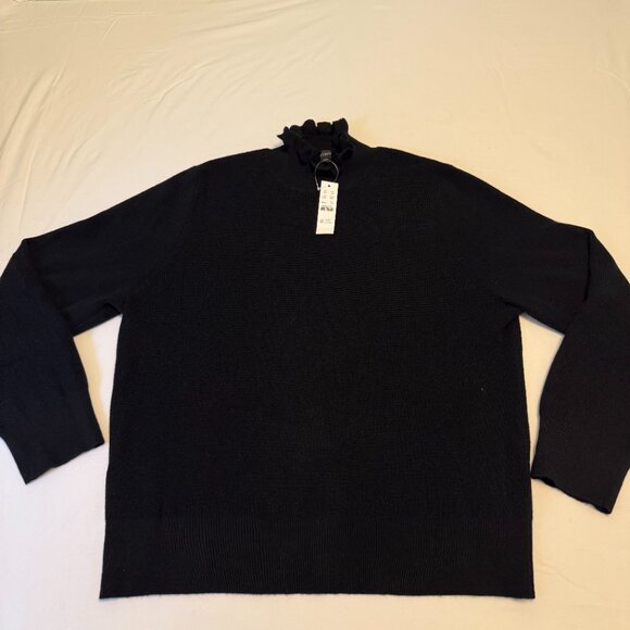 J.Crew Black Merino Wool Ruffle-Neck Sweater XXL - 0096 - Picture 7 of 7